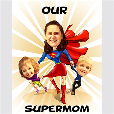 Super Mom Caricature from Photos - myDaVinci